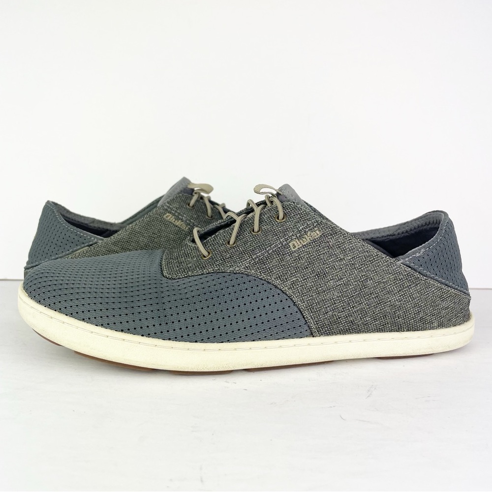 Olukai Nohea Moku Gray No Tie Slip On Boat Shoes Sneakers